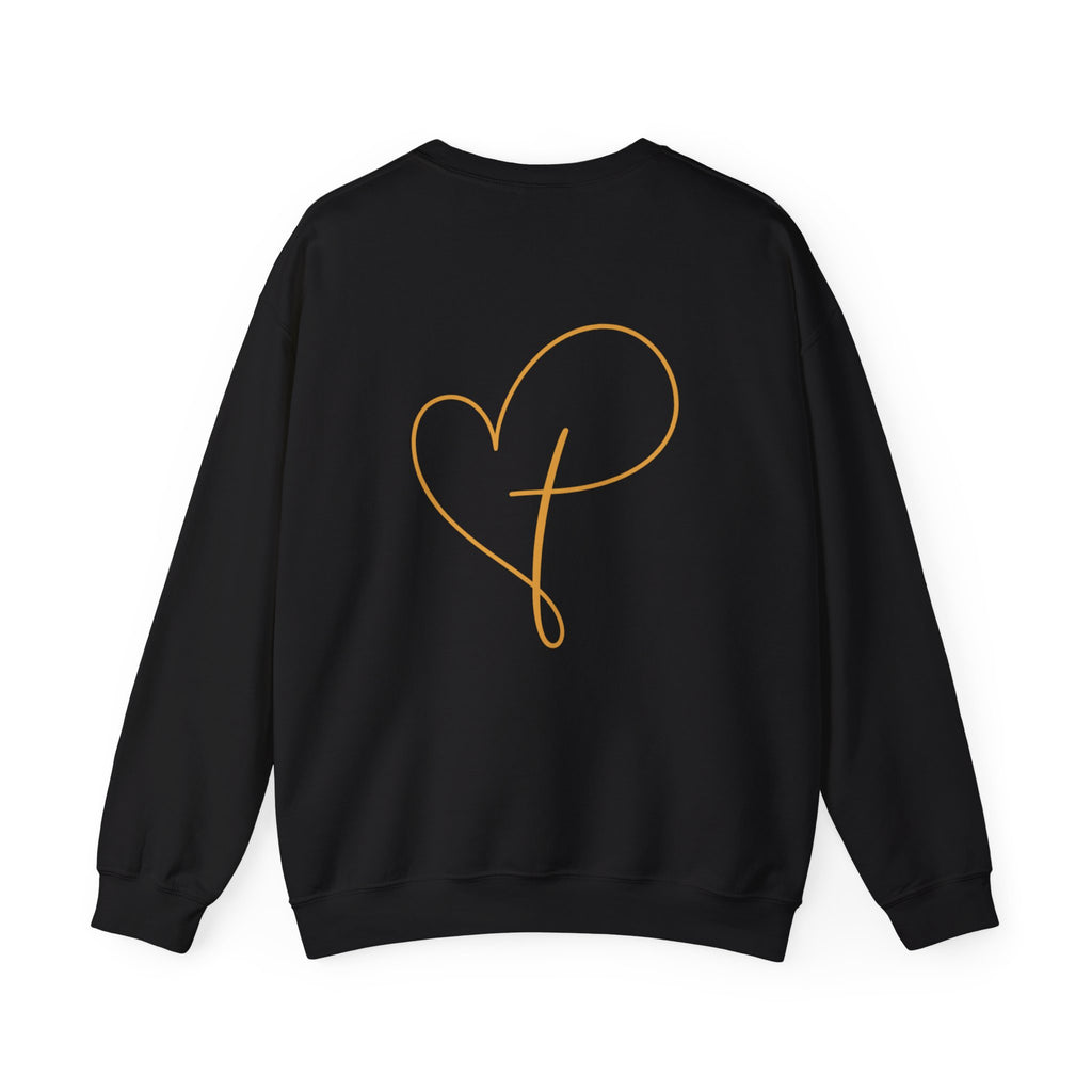 Heart Script Crewneck Sweatshirt — Minimal Gold Line Heart Graphic