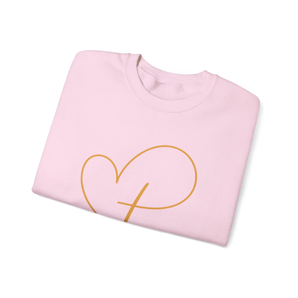 Heart Script Crewneck Sweatshirt — Minimal Gold Line Heart Graphic