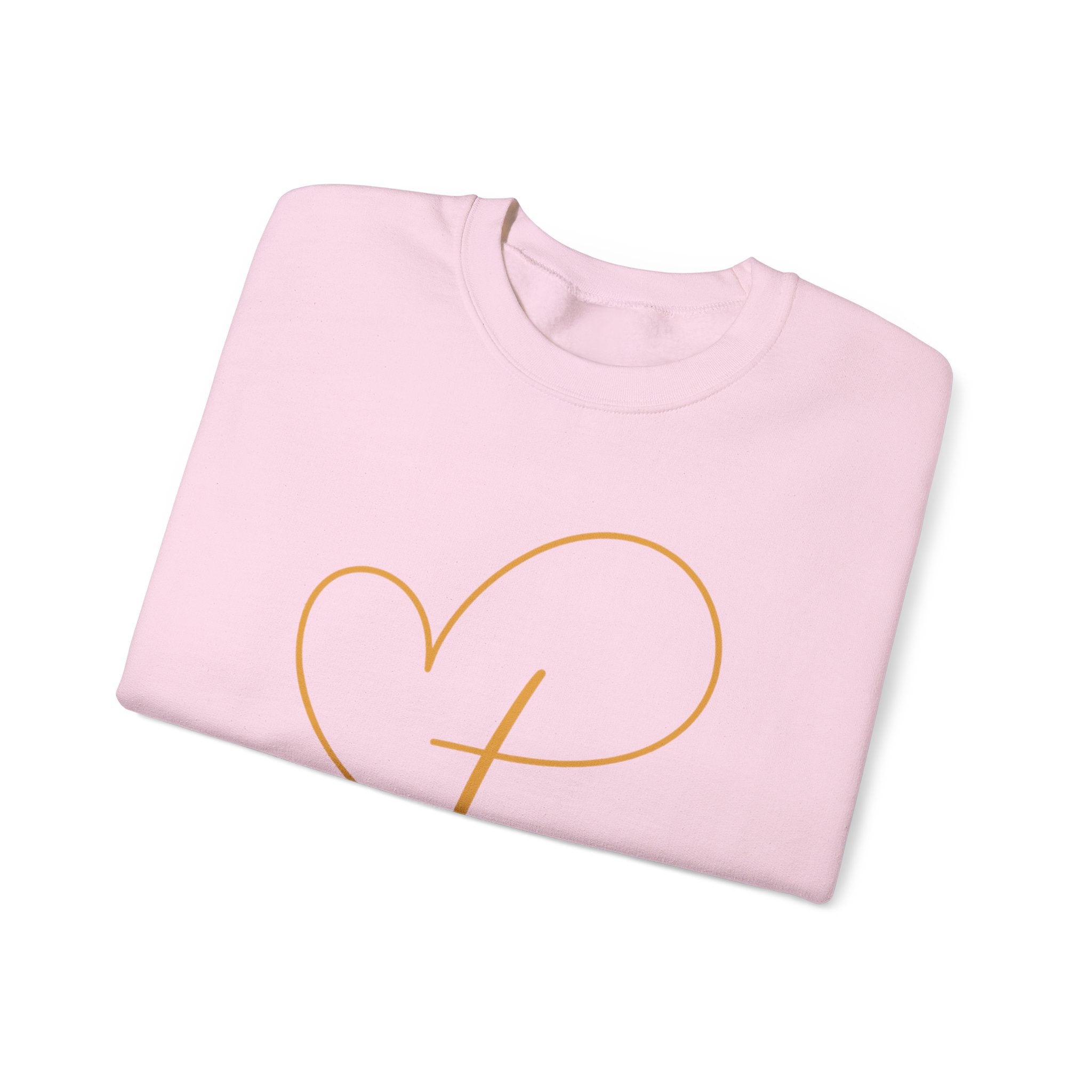 Heart Script Crewneck Sweatshirt — Minimal Gold Line Heart Graphic