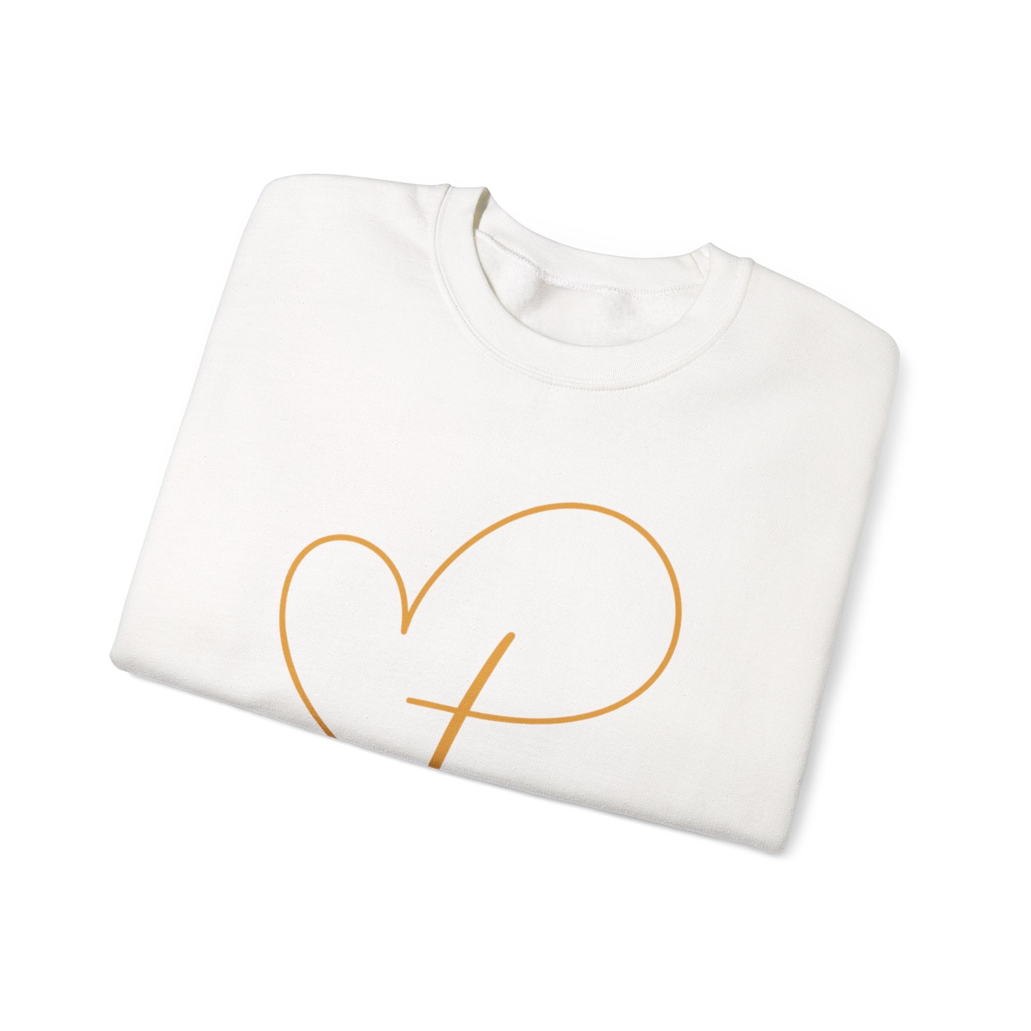 Heart Script Crewneck Sweatshirt — Minimal Gold Line Heart Graphic