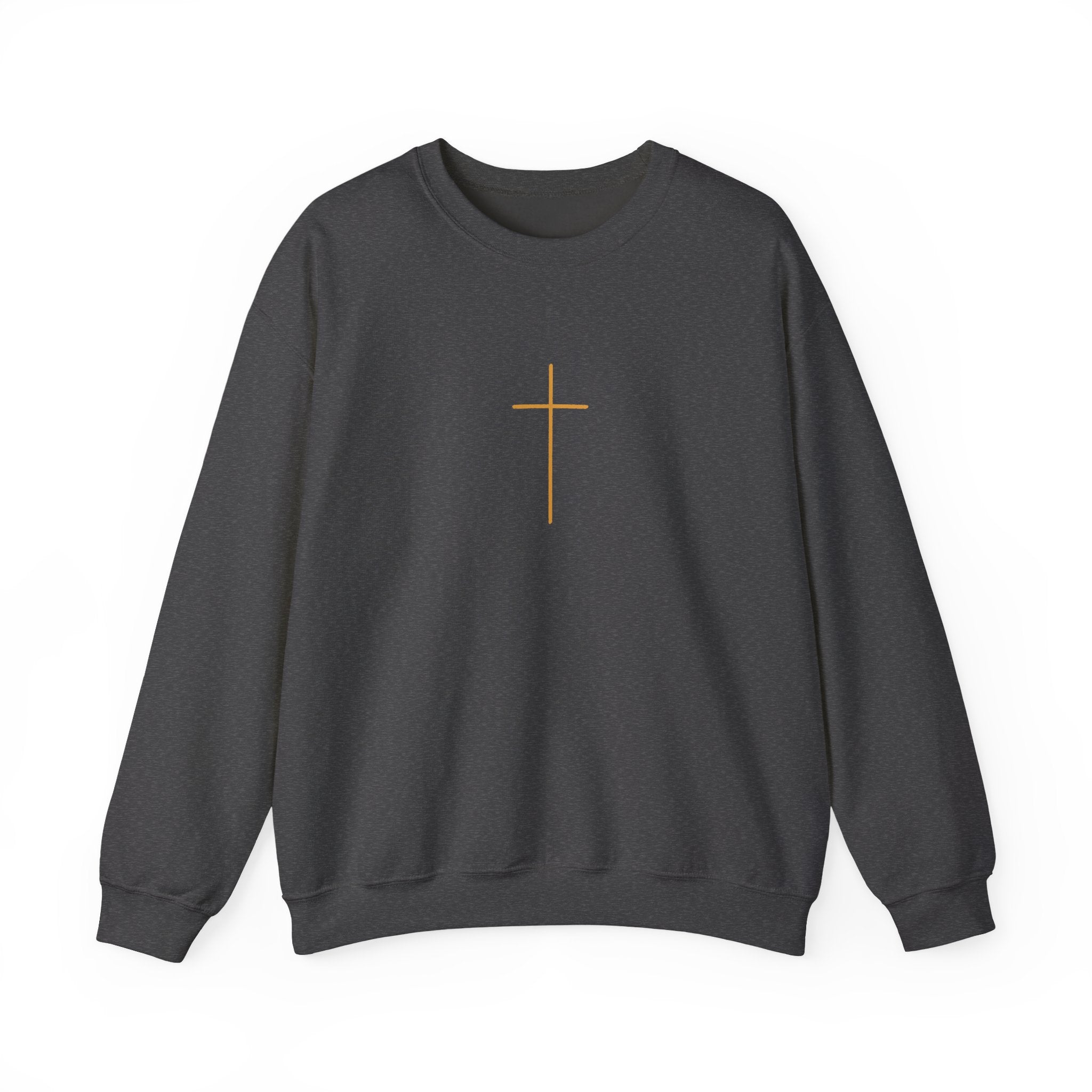 Crewneck Sweatshirt — Minimal Gold Cross & 'Son of the Most High' Back Design