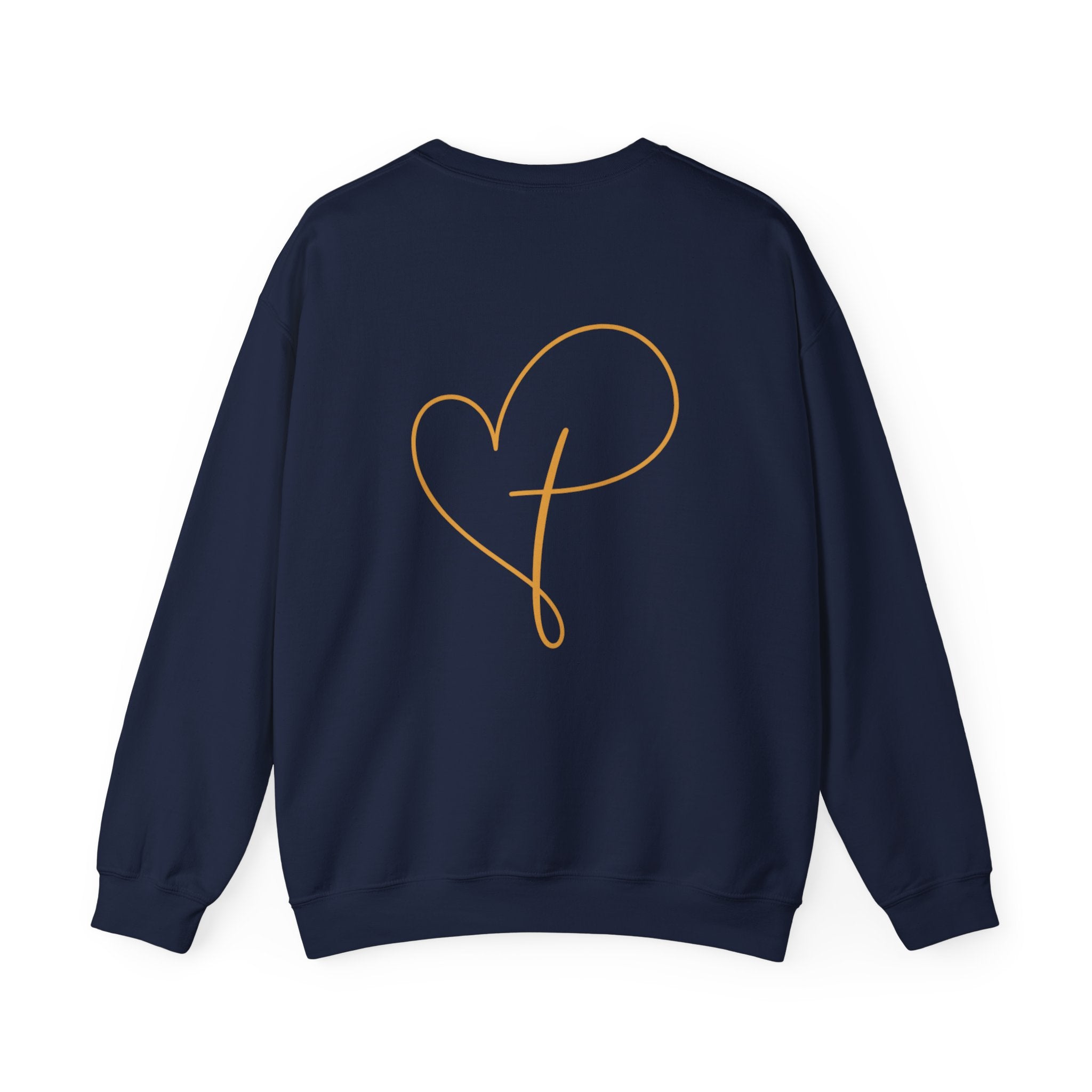 Heart Script Crewneck Sweatshirt — Minimal Gold Line Heart Graphic