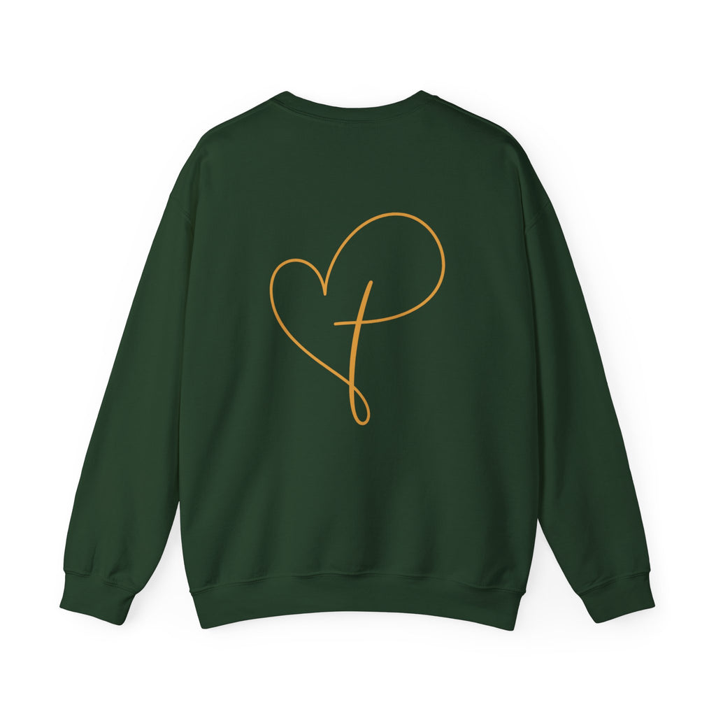 Heart Script Crewneck Sweatshirt — Minimal Gold Line Heart Graphic