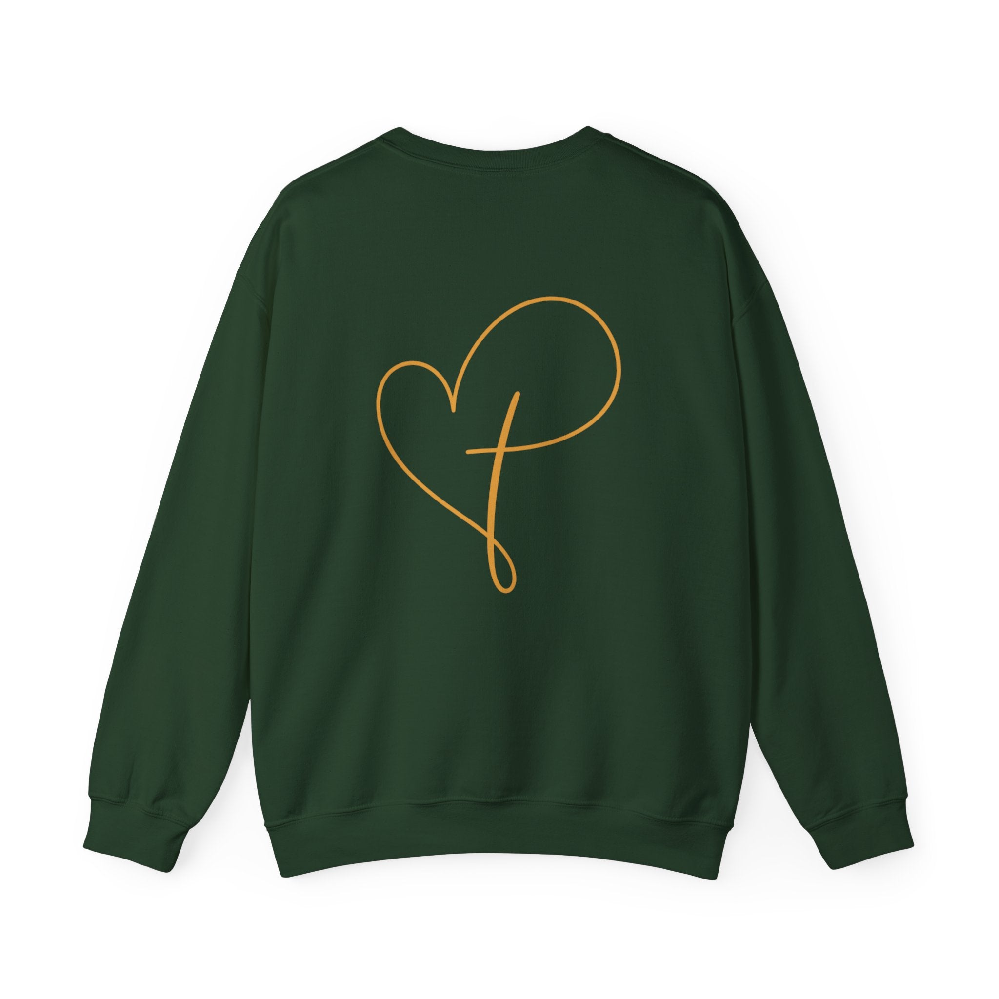 Heart Script Crewneck Sweatshirt — Minimal Gold Line Heart Graphic