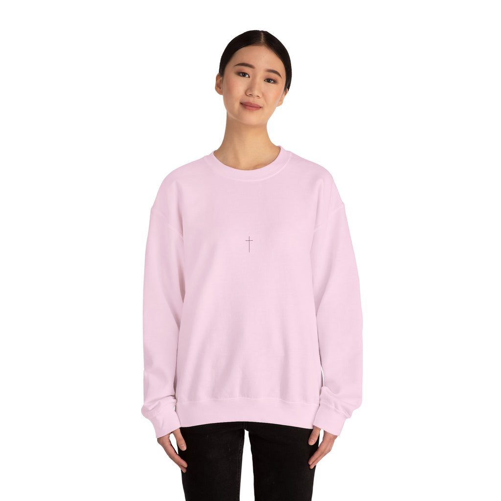 Crewneck Sweatshirt — "God Counts Every Tear" Minimal Cross Spiritual Pullover