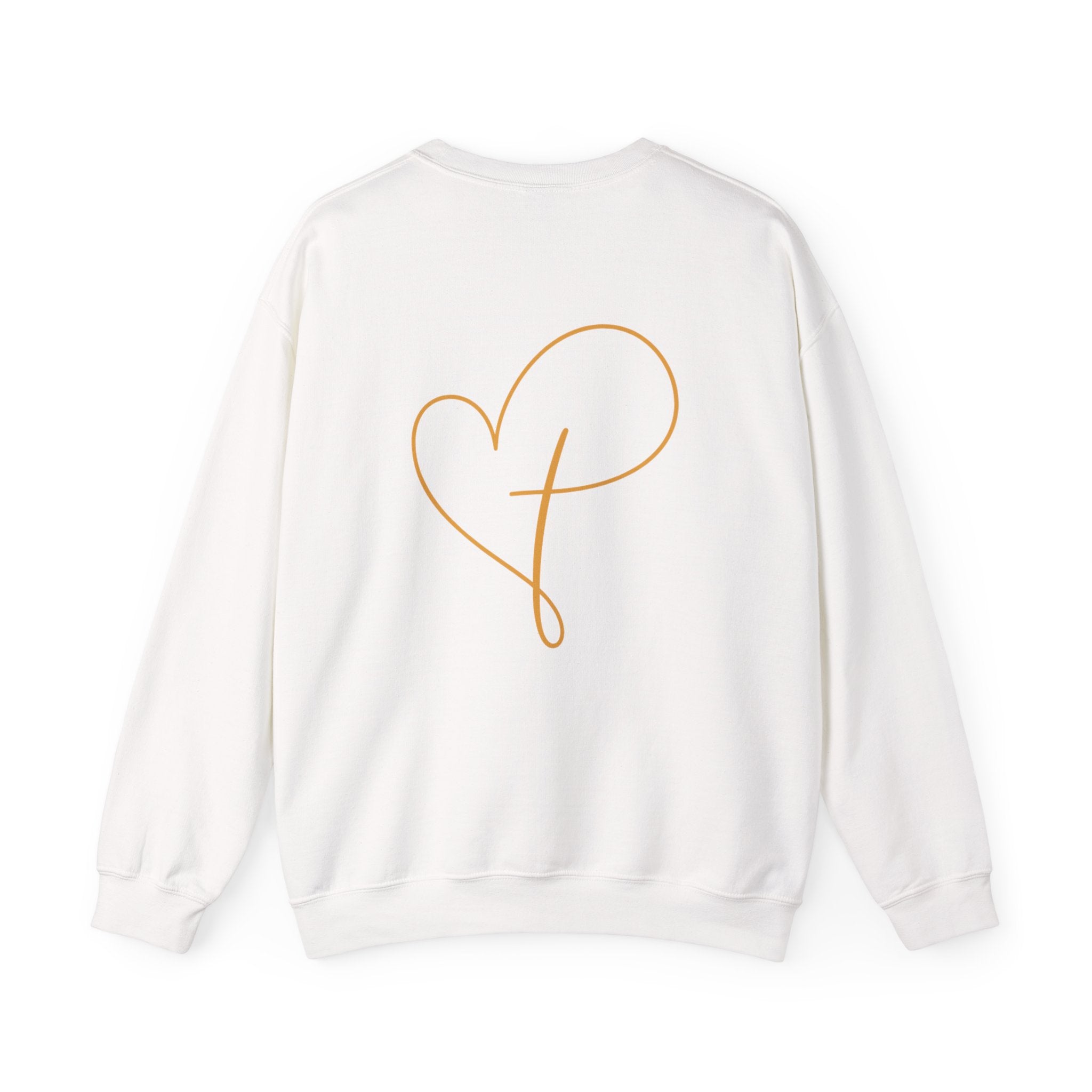 Heart Script Crewneck Sweatshirt — Minimal Gold Line Heart Graphic