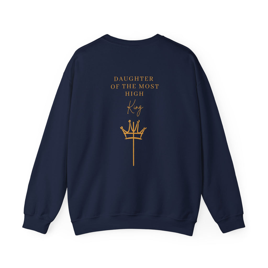 Christian Crewneck Sweatshirt — "Daughter of the Most High" Cross & Crown