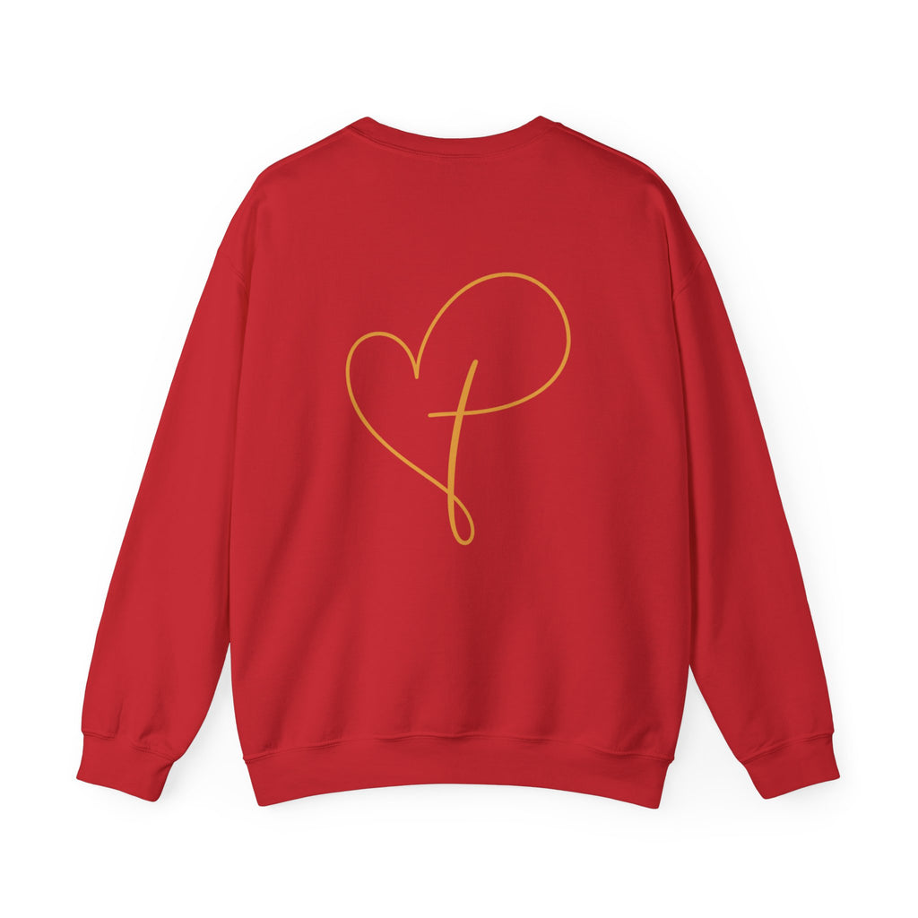Heart Script Crewneck Sweatshirt — Minimal Gold Line Heart Graphic