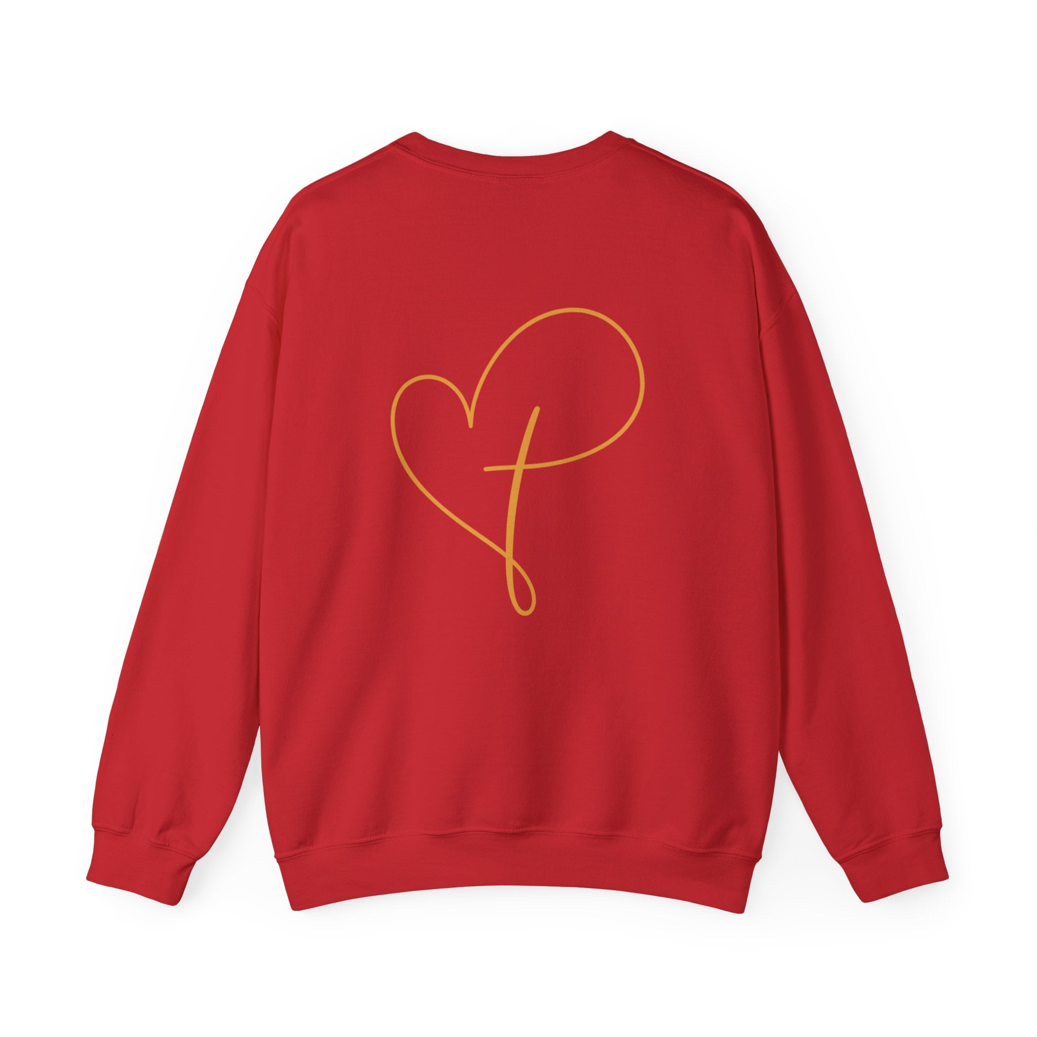 Heart Script Crewneck Sweatshirt — Minimal Gold Line Heart Graphic