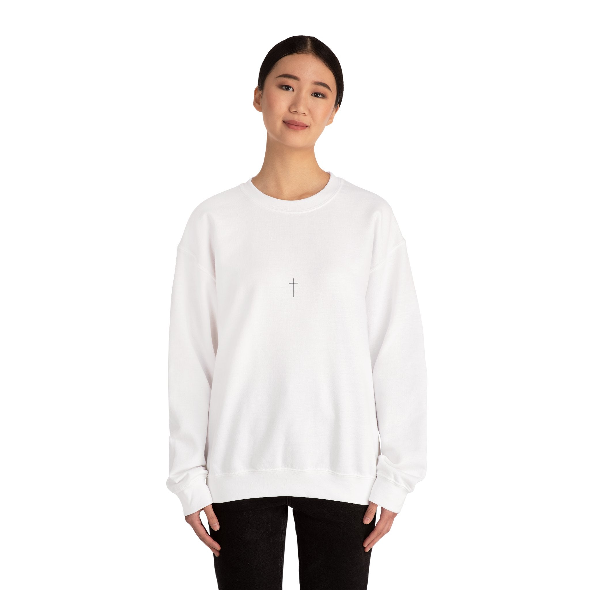 Crewneck Sweatshirt — "God Counts Every Tear" Minimal Cross Spiritual Pullover