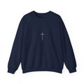 Crewneck Sweatshirt — Minimal Cross Front & “Be kind” Back | Christian Inspirational Gift