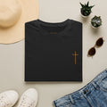 Minimal Gold Cross T-Shirt — Small Chest Faith Tee