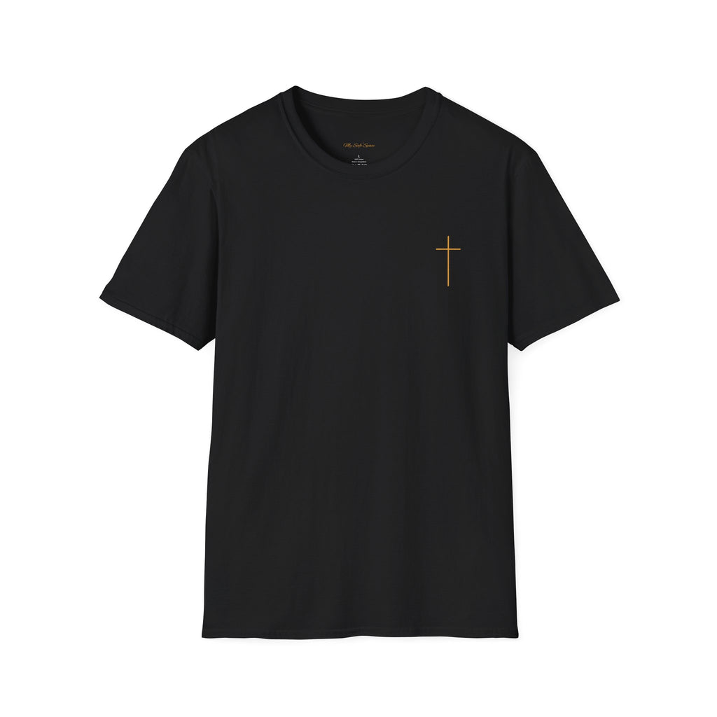 Minimal Gold Cross T-Shirt — Small Chest Faith Tee