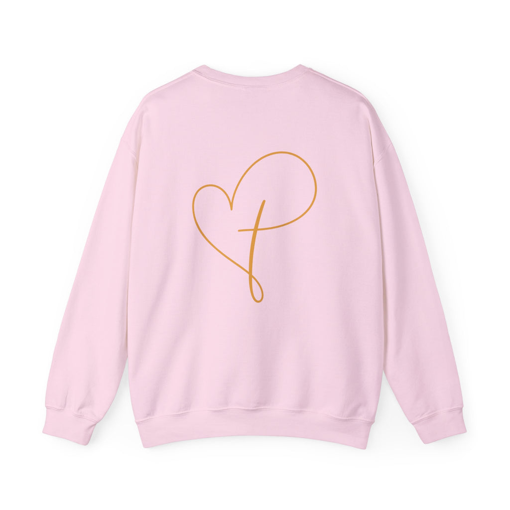 Heart Script Crewneck Sweatshirt — Minimal Gold Line Heart Graphic