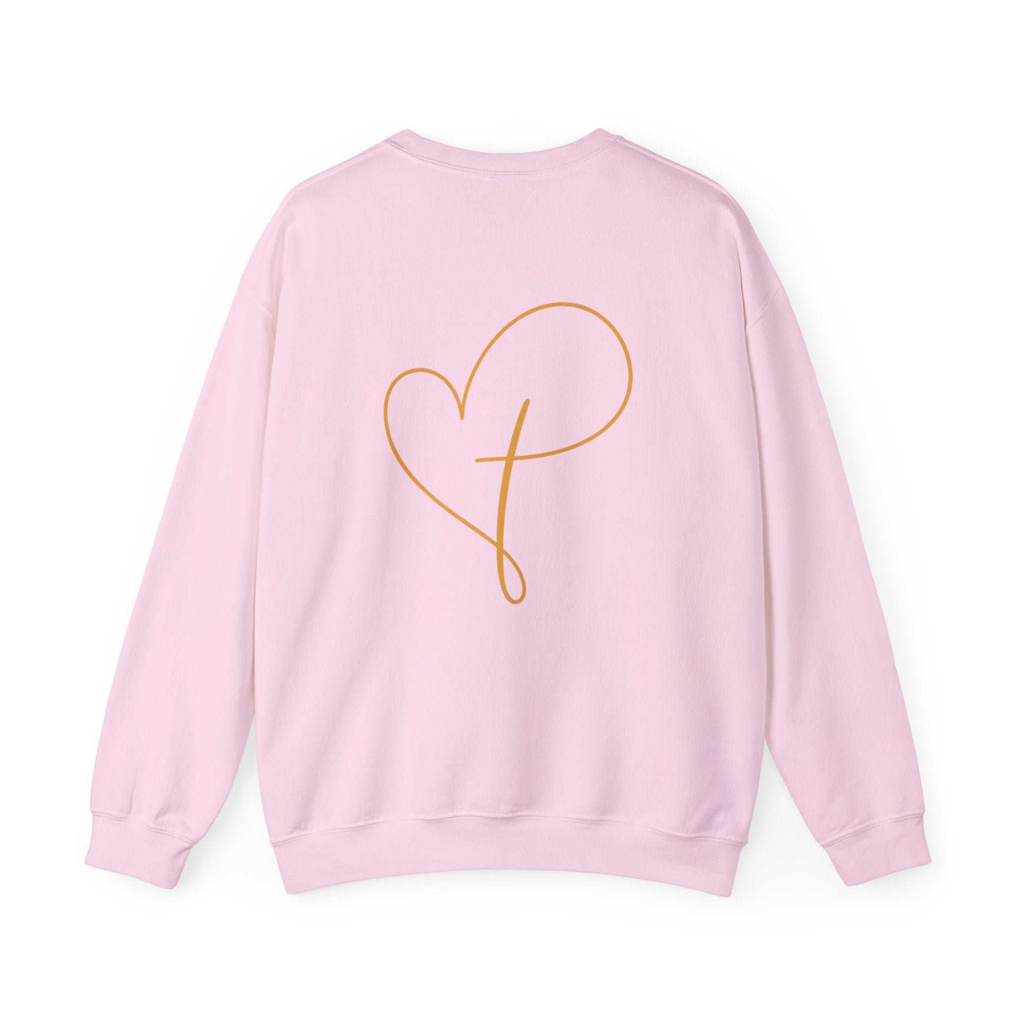 Heart Script Crewneck Sweatshirt — Minimal Gold Line Heart Graphic